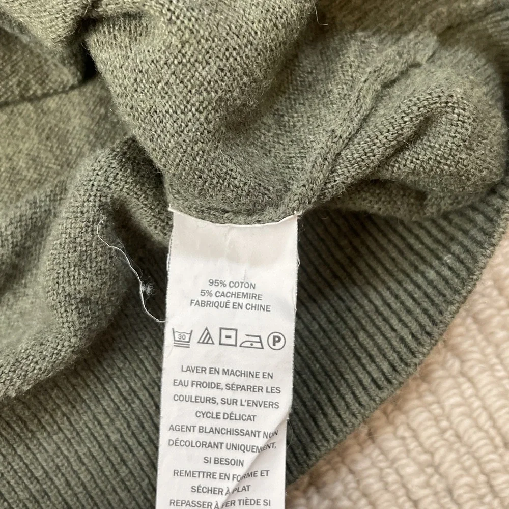 L. L. Bean Men's XL Cotton Cashmere Blended Knit V-Neck Sweater Green
